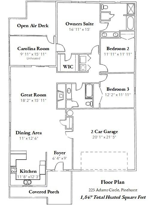225 Adams Circle Pinehurst, NC 28374 - Photo 38 of 38 floor plan for mls