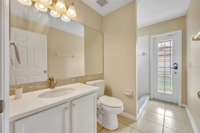 a view of a porch with a backyard