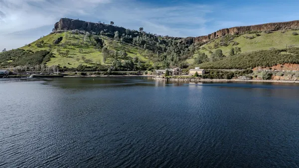 a view of a lake with a house