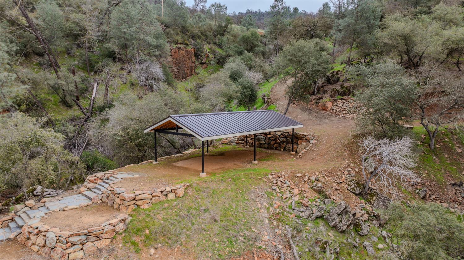 15000 Old O'Byrnes Ferry Road Jamestown, CA 95327 - Photo 39 of 62 an aerial view of a house with a yard basket ball court and outdoor seating