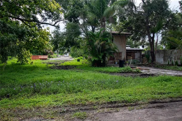 a view of a house with backyard and a tree