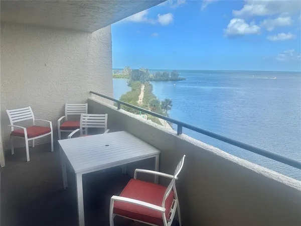 a view of a lake from a balcony