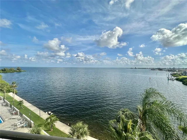 a view of a lake from a yard