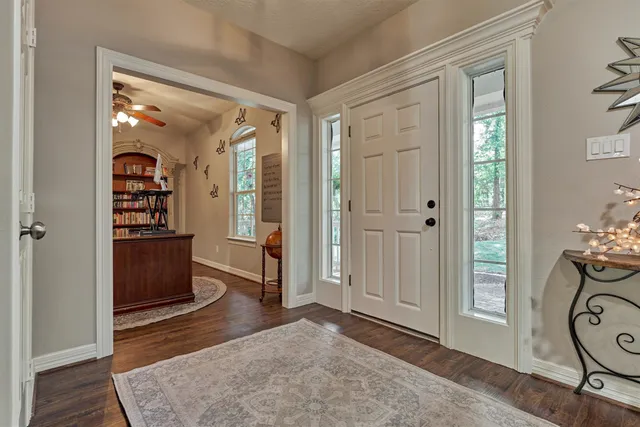 wooden floor and windows in a room