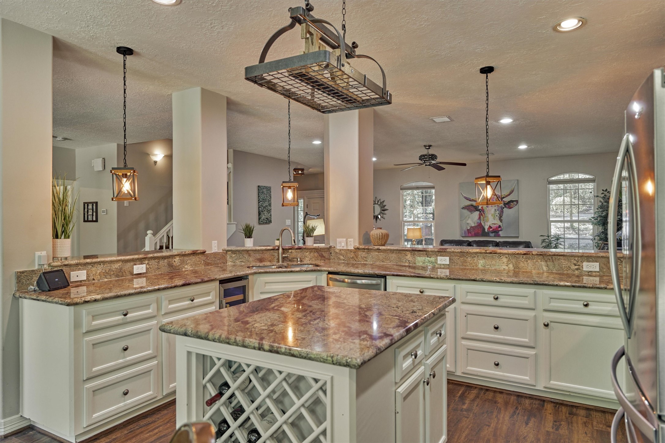 28694 West Fm 1097 Road Montgomery, TX 77356 - Photo 23 of 50 a bathroom with a granite countertop sink a mirror and shower