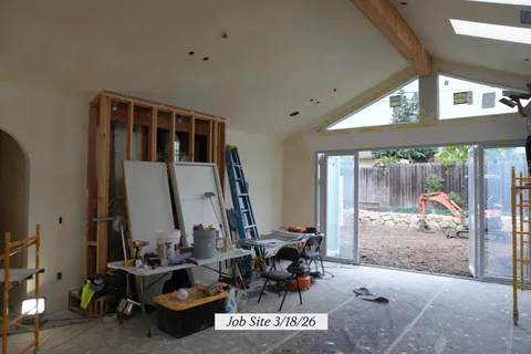 a living room with furniture