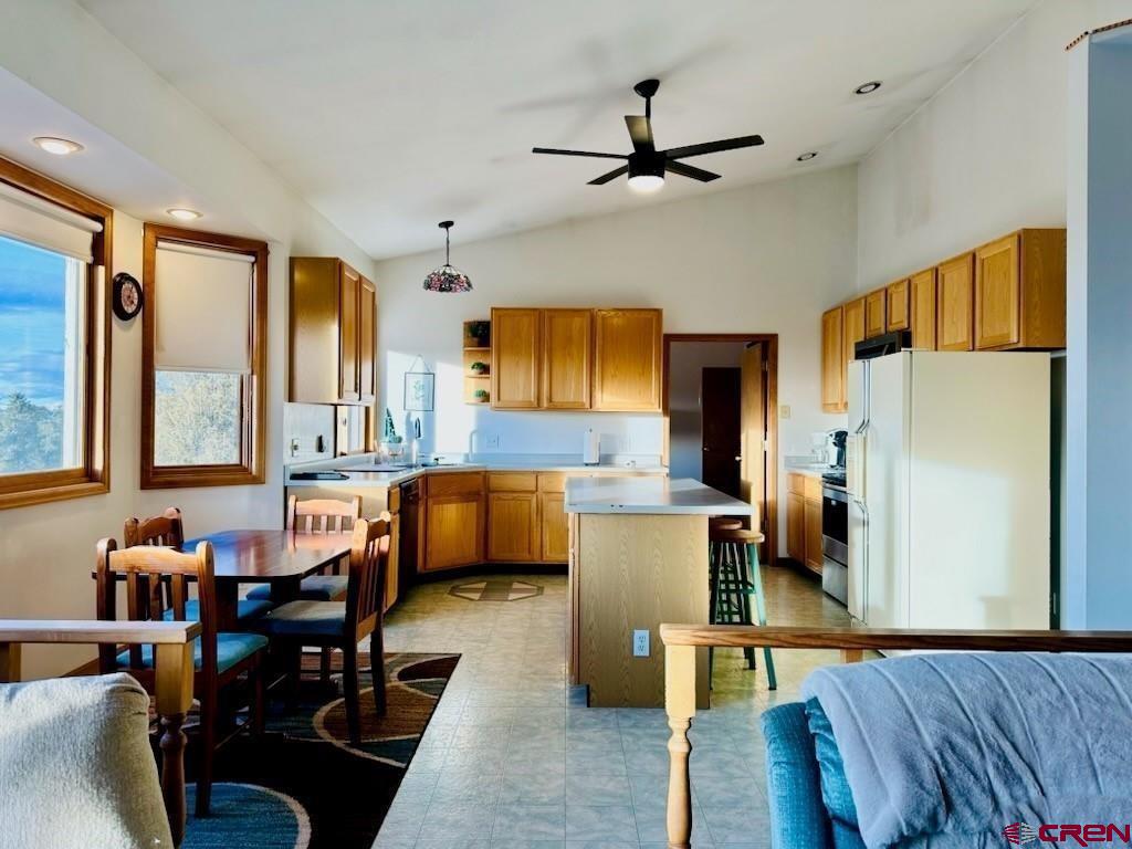105 Indian Hill Road Mosca, CO 81146 - Photo 19 of 38 Kitchen and breakfast nook. New ceiling fan.