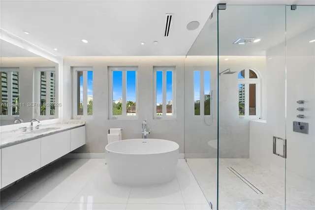 a view of a city and tall buildings