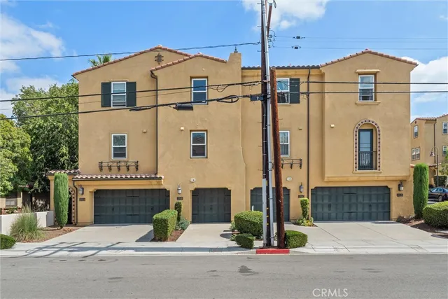 a front view of a building with street