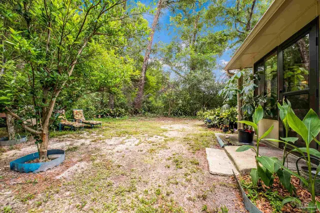 a view of backyard with green space
