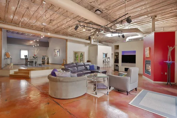 a view of a porch with furniture