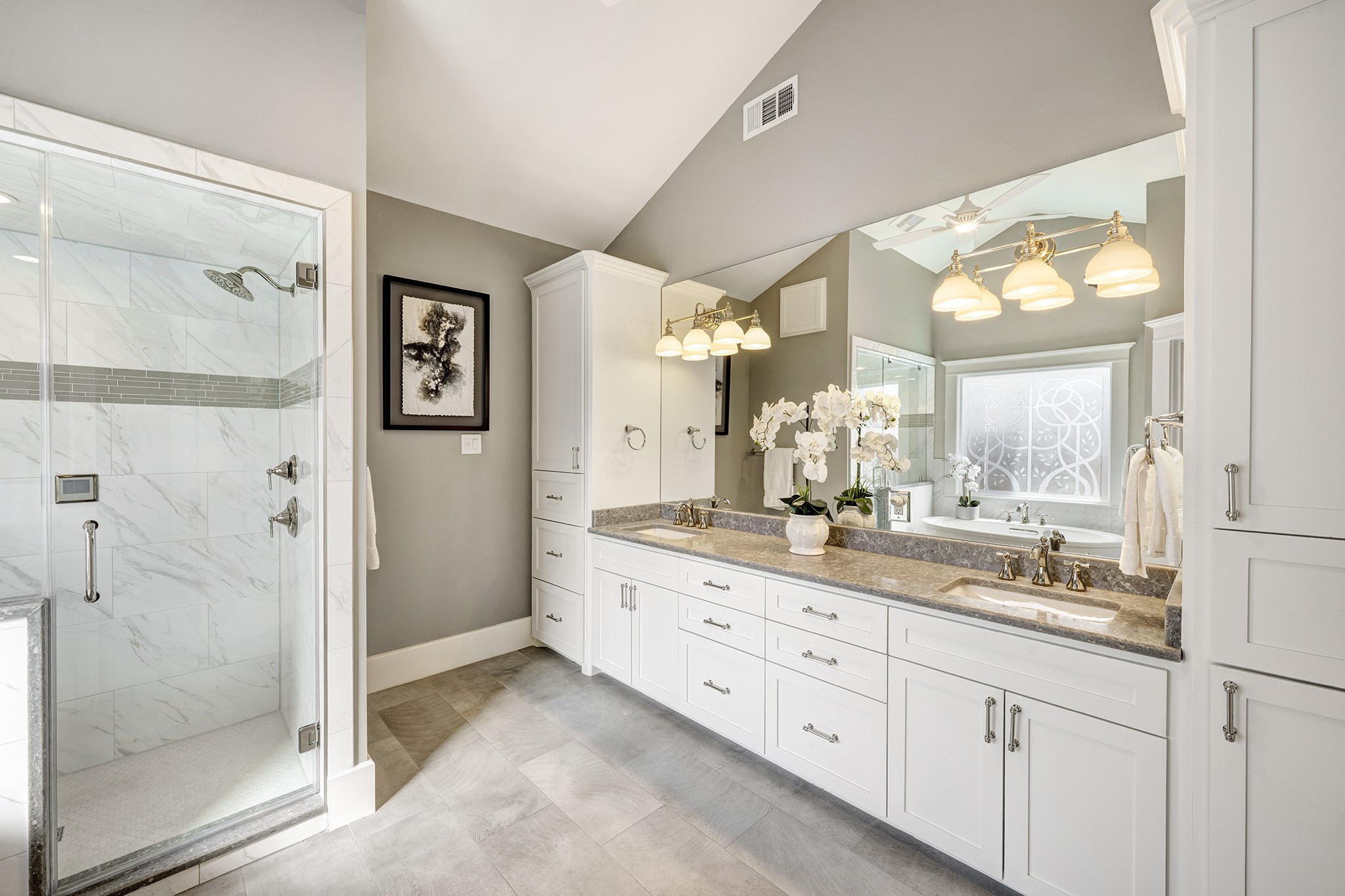 1314 Harvard Street Houston, TX 77008 - Photo 15 of 36 a bathroom with a granite countertop sink mirror and double