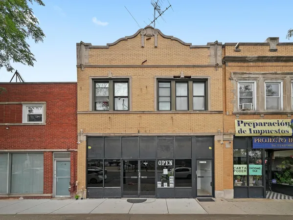 a front view of a building