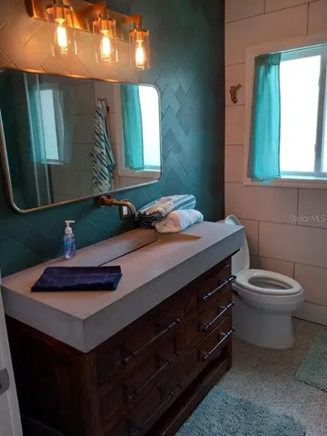 a bathroom with a window