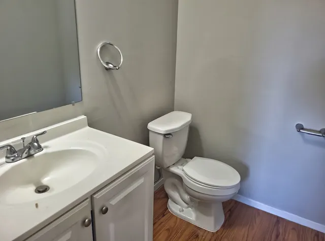 a white toilet sitting next to a bathroom sink