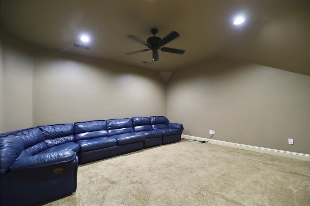 1609 Singletree Court McKinney, TX 75072 - Photo 33 of 38 a living room with couch and a ceiling fan