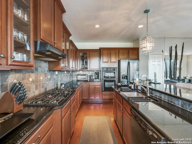 a kitchen with lots of counter top space