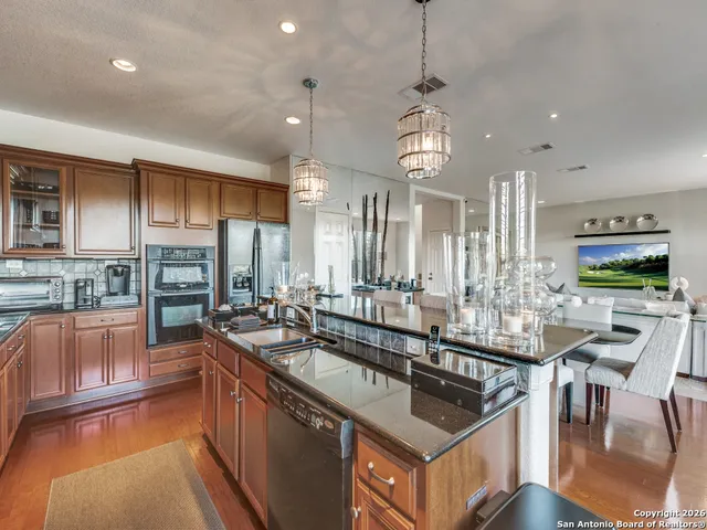 a kitchen with lots of counter top space