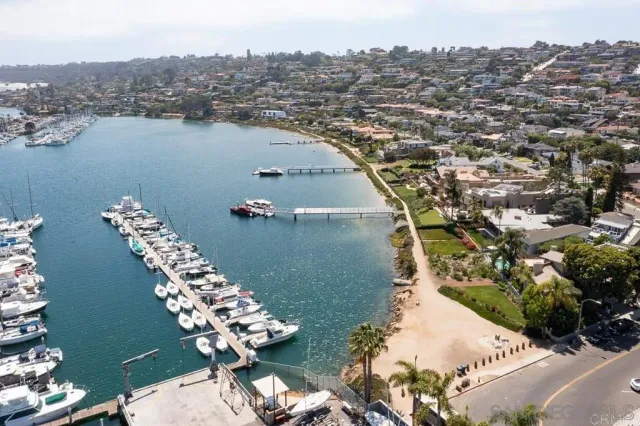 an aerial view of a house with outdoor space