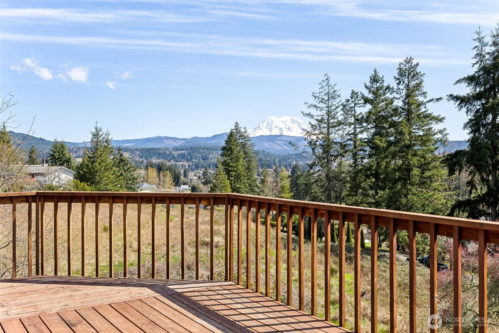 183 Dow Ridge Drive North Eatonville, WA 98328 - Photo 4 of 40 a view of balcony with wooden floor and fence