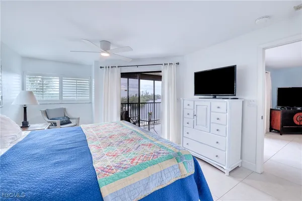 a bedroom with furniture and flat screen tv
