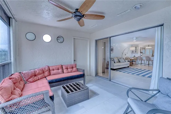 a living room with furniture