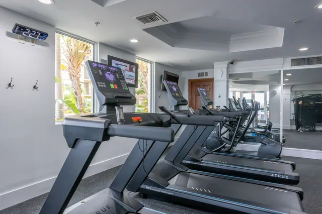 a view of a room with gym equipment