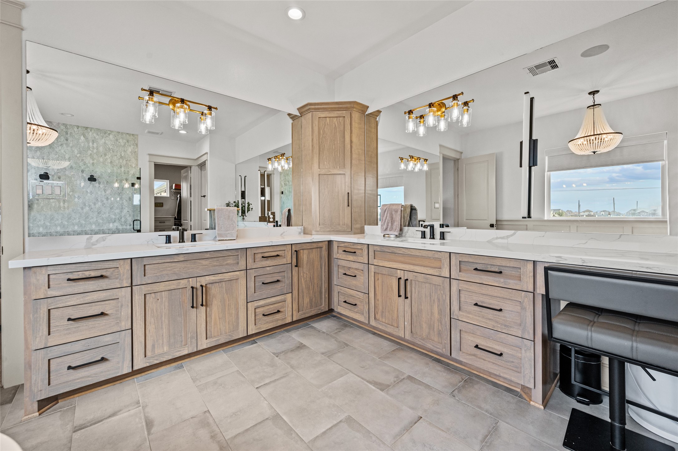 14923 Old Irish Farm Road Baytown, TX 77523 - Photo 21 of 50 double sick vanity with make-up vanity and lighting