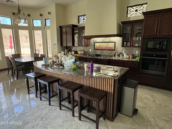 a living room with couch and a table