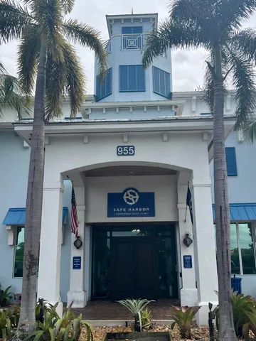 a front view of a building with entryway