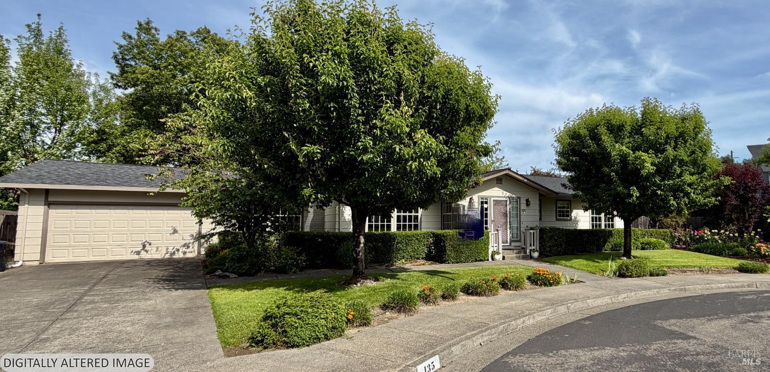135 Fulton Place Windsor, CA 95492 - Photo 1 of 41 a front view of a house with a yard and trees