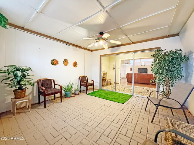 a outdoor space with furniture