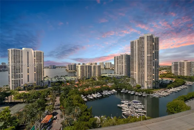 a view of a city with tall buildings