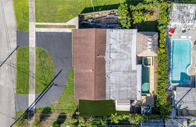 an aerial view of a house