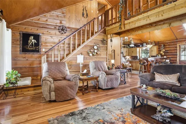 a living room with furniture