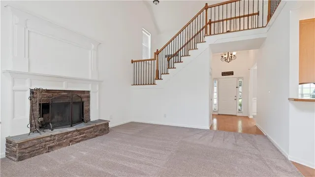 a view of a livingroom with a fireplace
