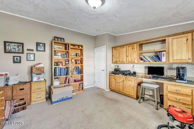 a view of a garage with furniture