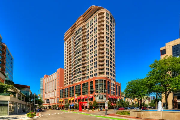 a view of a tall building