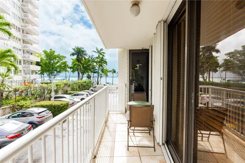 a view of balcony and yard