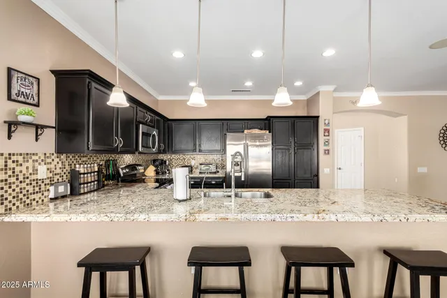 a kitchen with lots of counter space