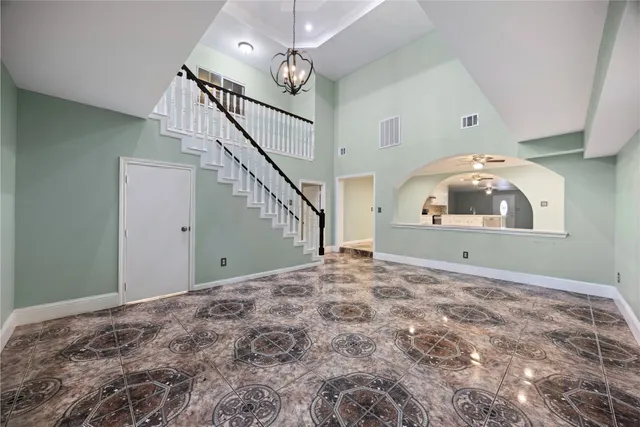 an empty room with windows