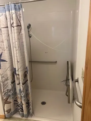 a bathroom with a shower