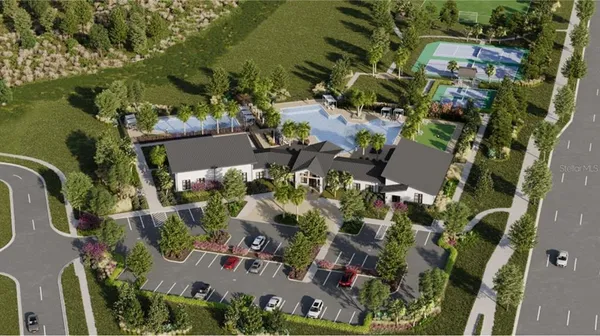 a view of a swimming pool with outdoor seating