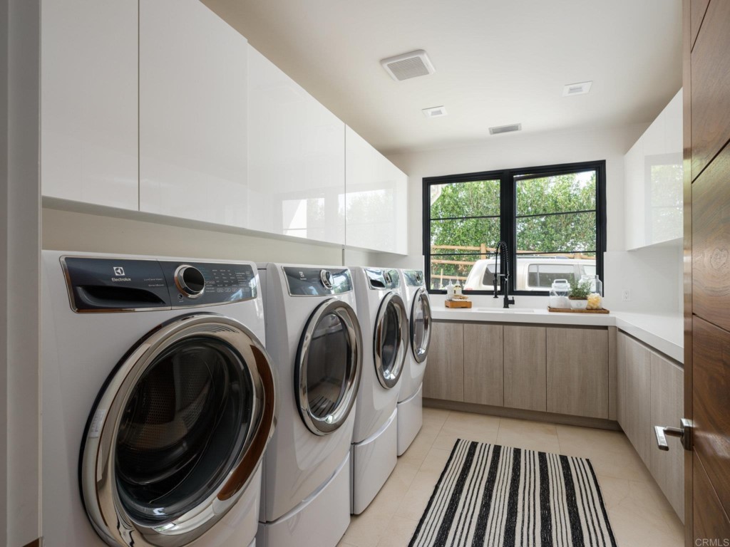 5516 La Crescenta Road Rancho Santa Fe, CA 92067 - Photo 63 of 68 a kitchen with sink cabinets washer and dryer