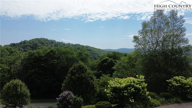 a view of a lake with a mountain in the background