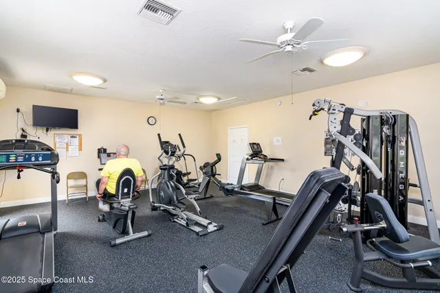 a view of a room with gym equipment