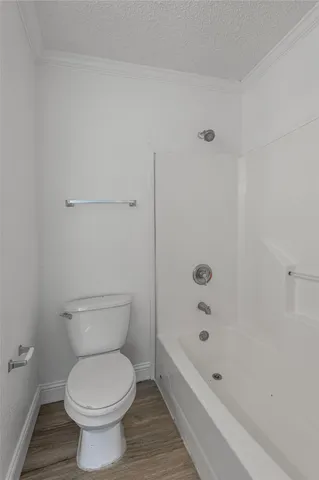 a bathroom with a toilet and a bathtub
