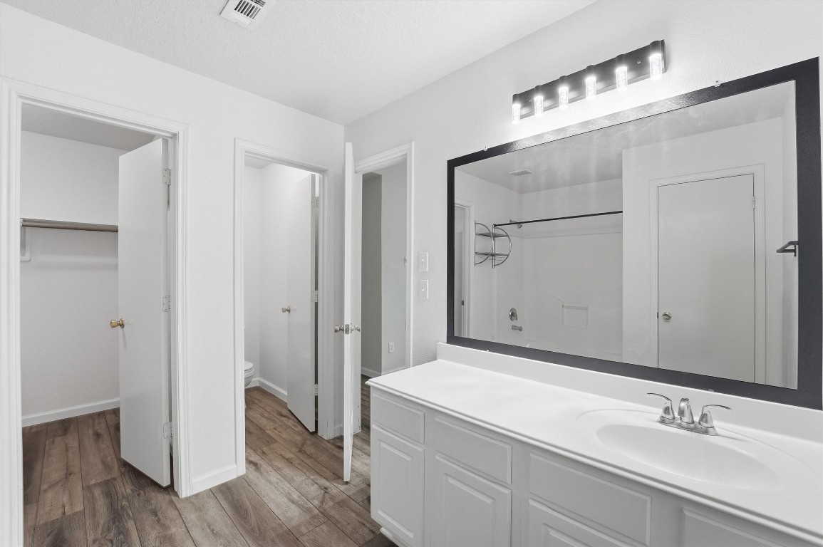 15403 Apple Bloom Way Channelview, TX 77530 - Photo 19 of 25 a bathroom with a sink and a mirror