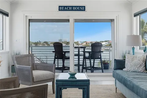 a balcony with a yard