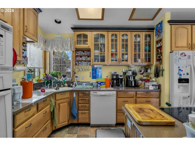 a kitchen with lots of counter top space